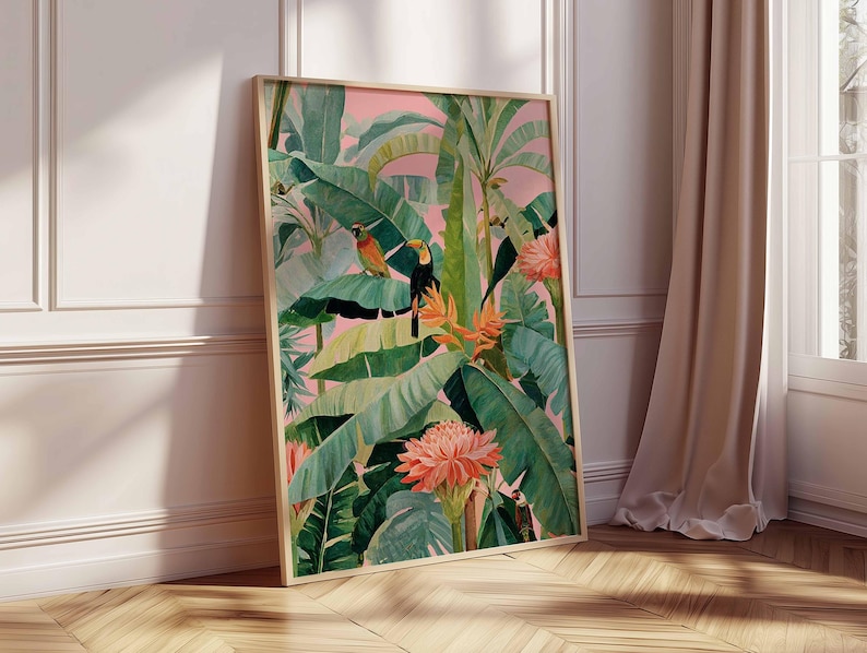 1pc Retro Tropical Canvas Post - Home Office Or ulasan dan harga