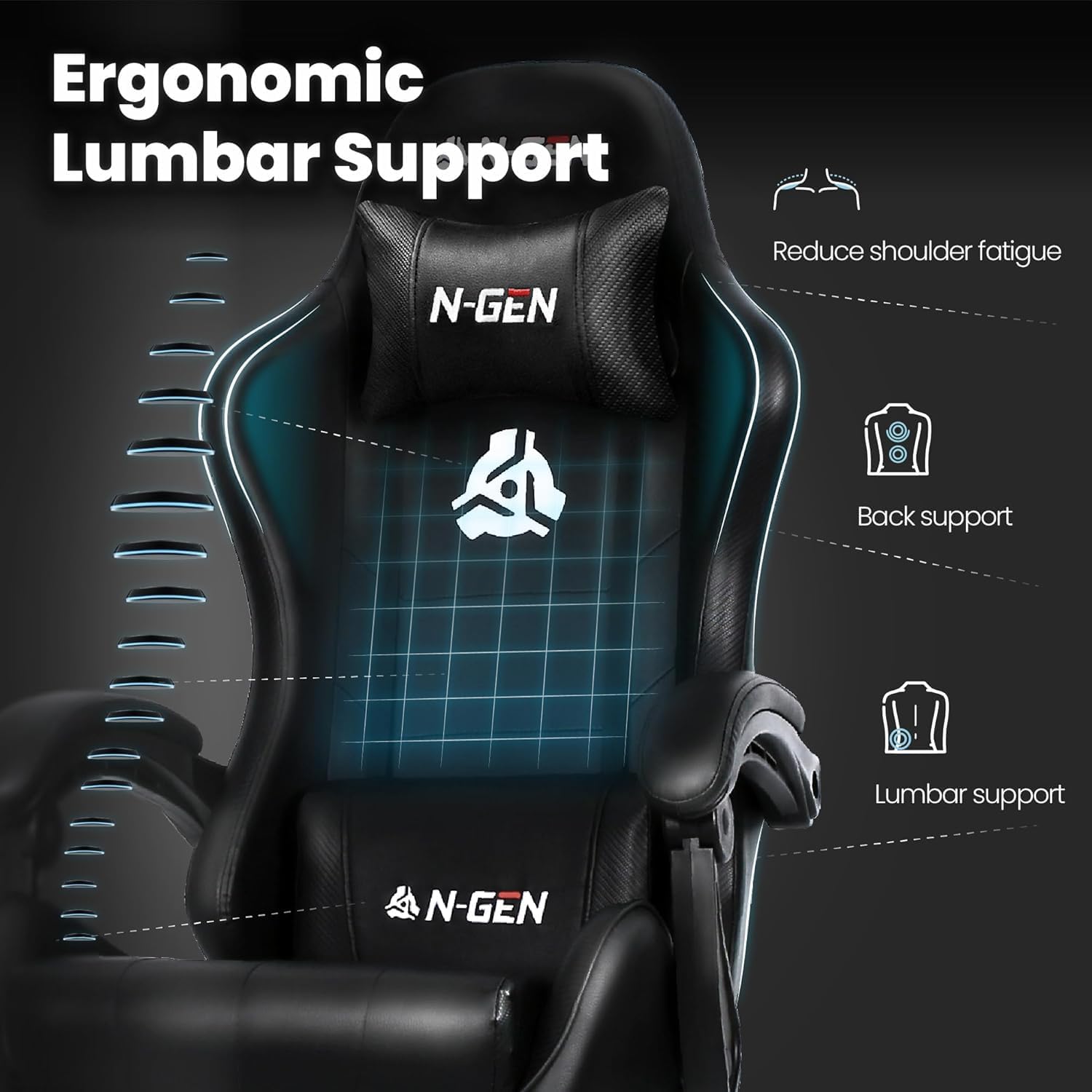 Gaming Chair with Footrest Lum - Ergonomic Office Chair ulasan dan harga