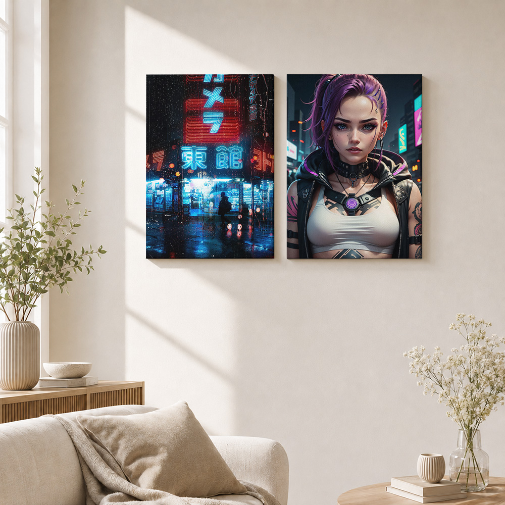 Cyberpunk Canvas Print Poster  - Home Office Or ulasan dan harga